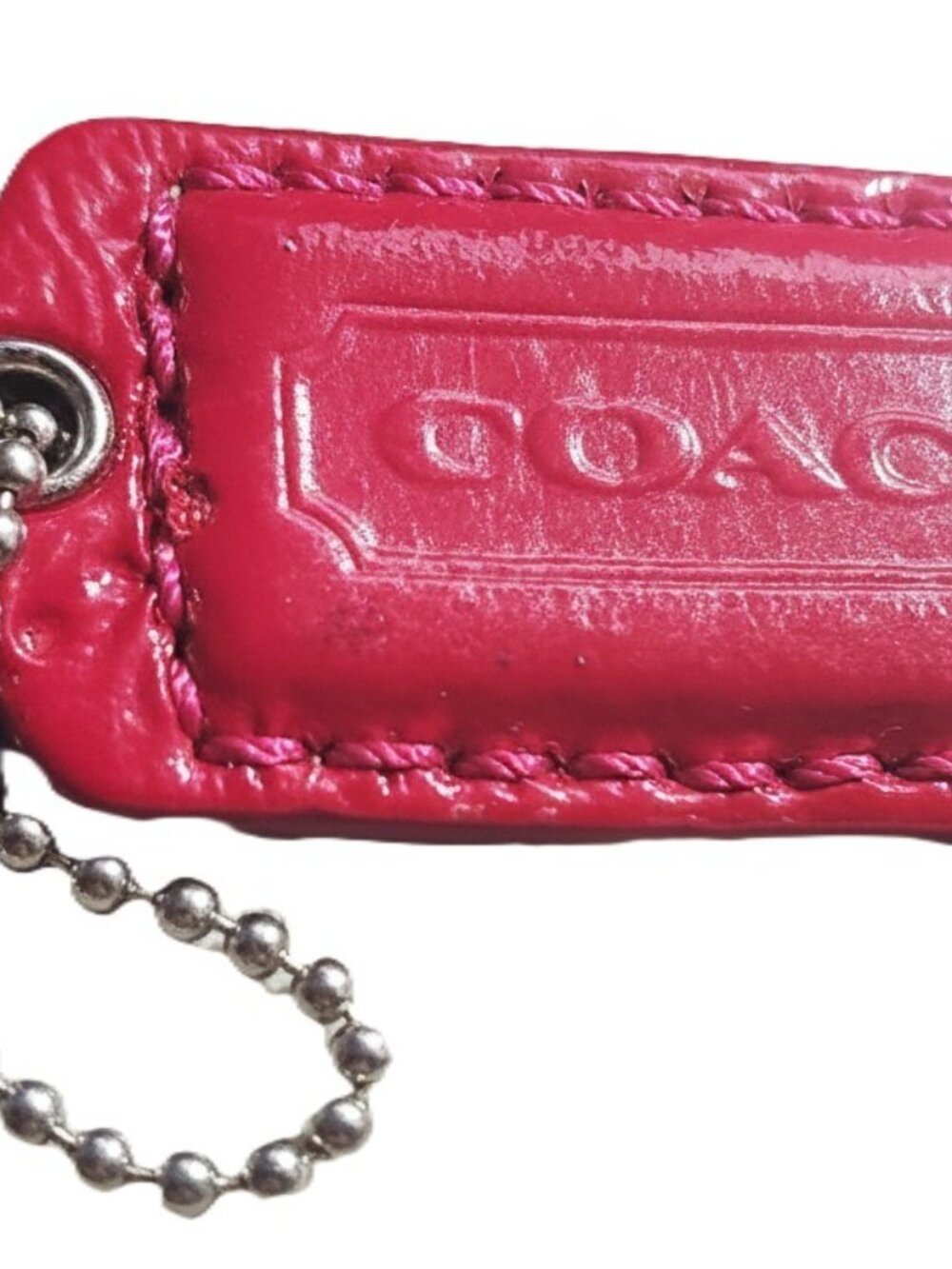 Pink COACH Bag Charm Hang Tag Leather, Pink & Silver USA